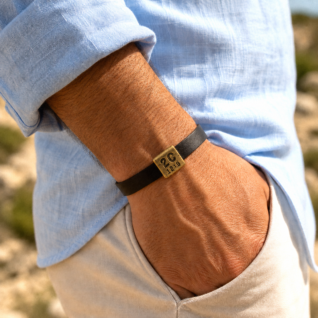Equitable Leather Verse Bracelet (Black, Gold-Plated) - Lisa Leonard Designs