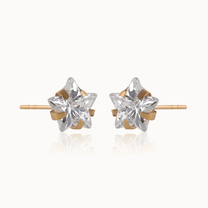 Swarovski Sparkle Star Earrings (10K Solid Gold)
