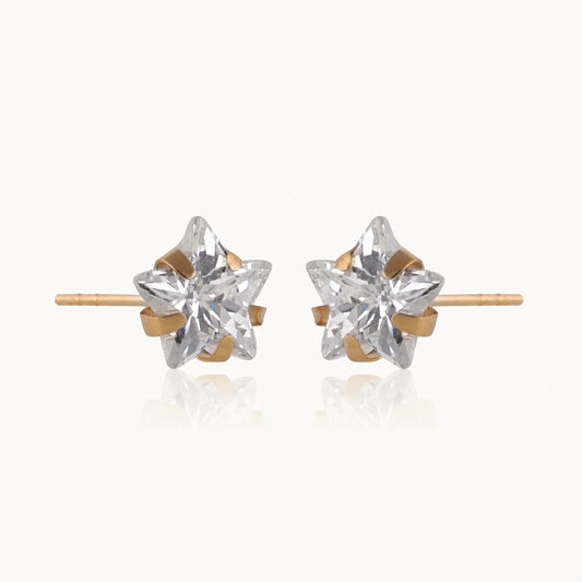 Swarovski Sparkle Star Earrings (10K Solid Gold)