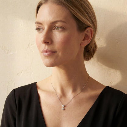 Diamond Glimmer Heart Necklace (Sterling Silver)