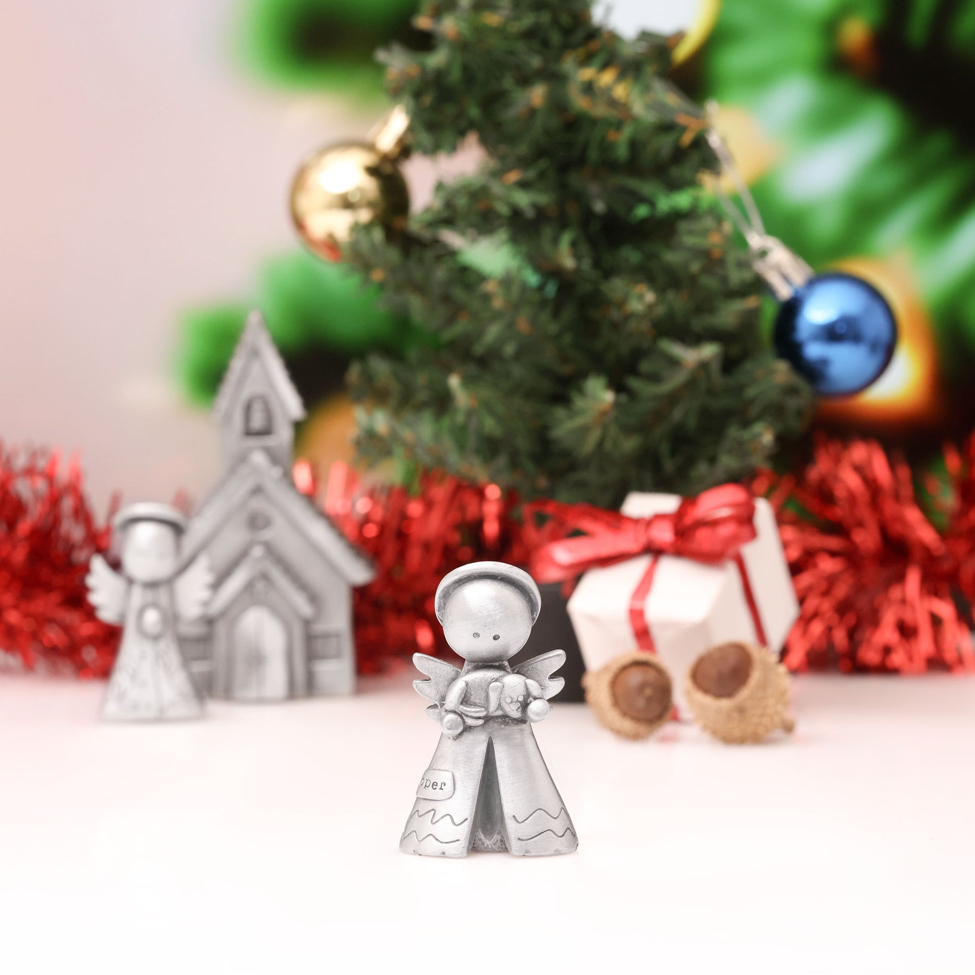 Personalized Safely Held Angel With Dog (Pewter) - Lisa Leonard Designs