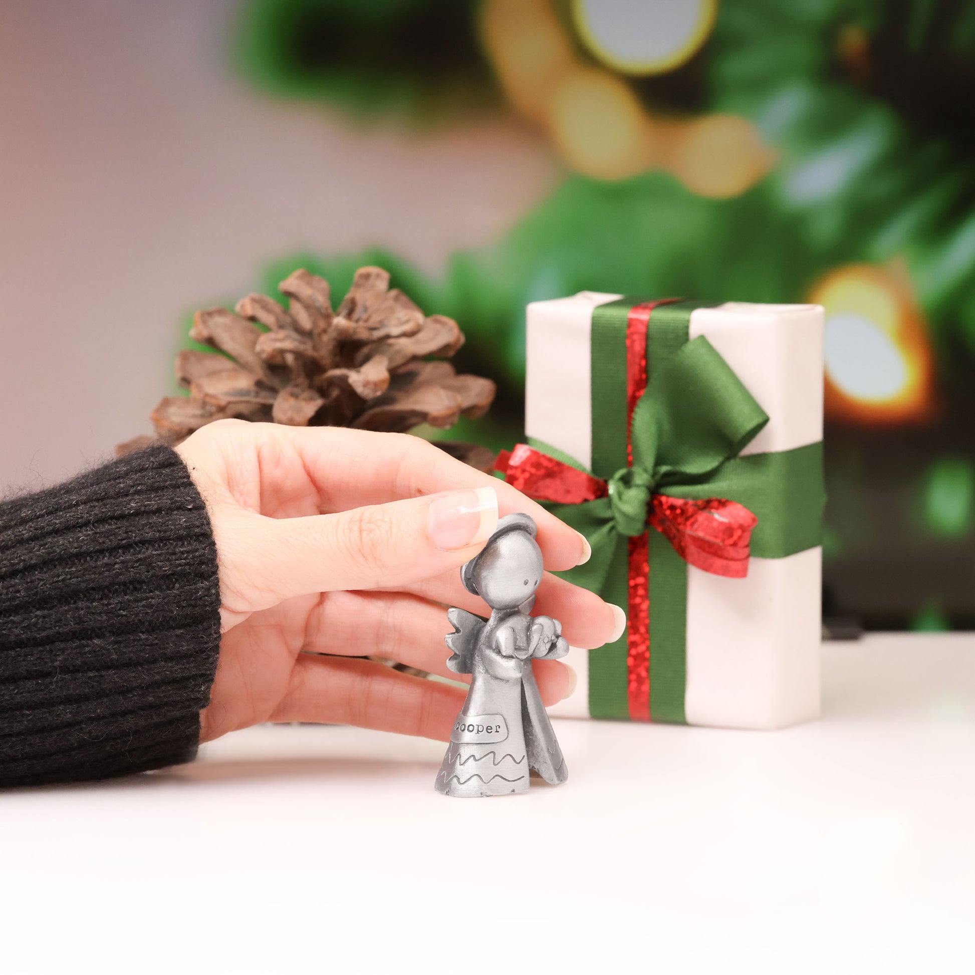 Personalized Safely Held Angel With Dog (Pewter) - Lisa Leonard Designs