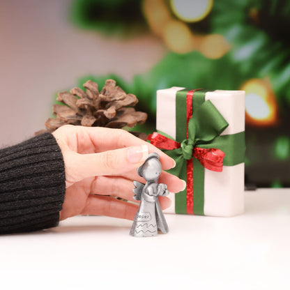Personalized Safely Held Angel With Dog (Pewter)