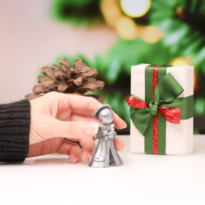 Personalized Safely Held Angel With Cat (Pewter)