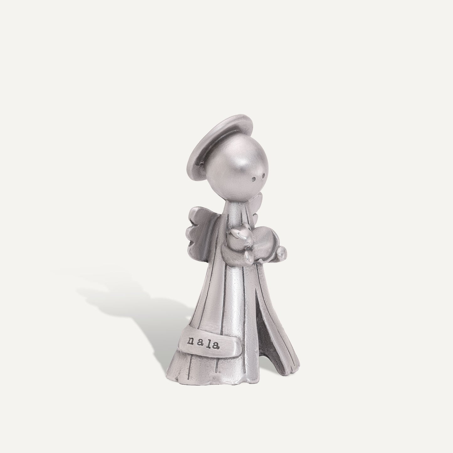 Personalized Safely Held Angel With Cat (Pewter)