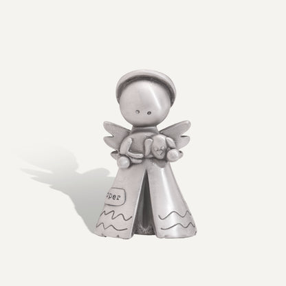 Personalized Safely Held Angel With Dog (Pewter)