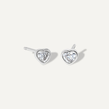 Diamond Glimmer Heart Earrings (Sterling Silver)