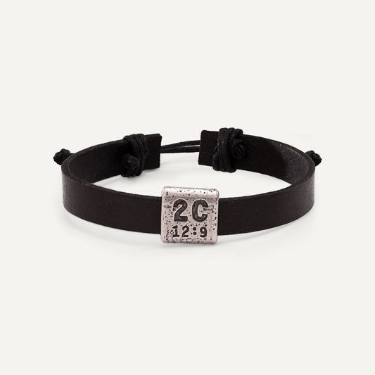 Equitable Leather Verse Bracelet (Black, Pewter)