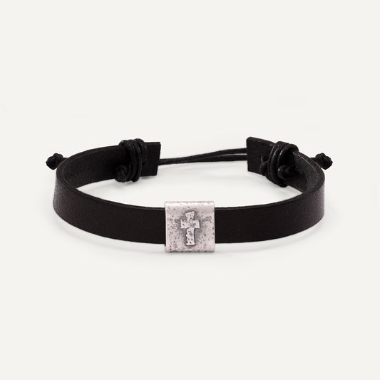 Equitable Leather Cross Bracelet (Black)