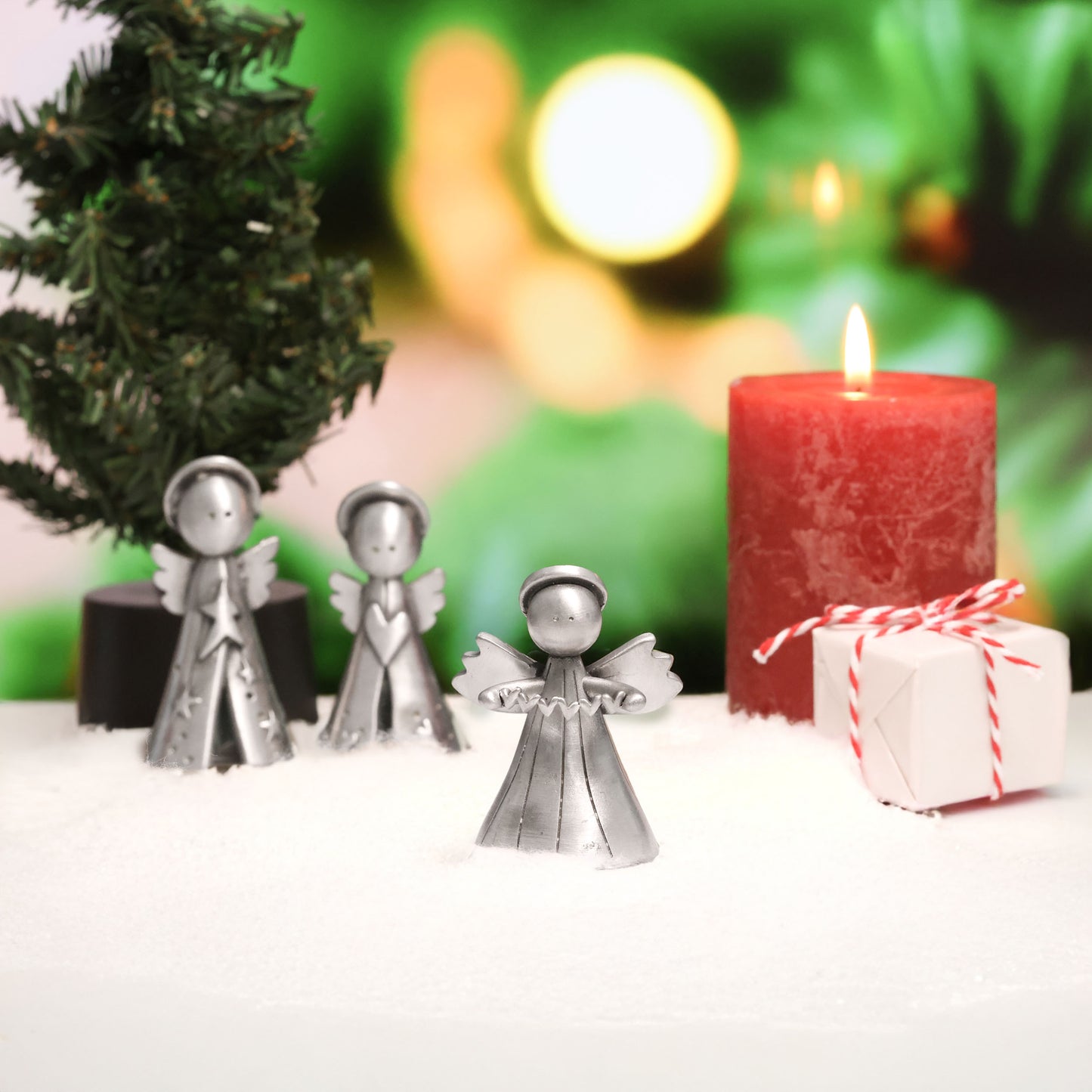 Angel with Heart Garland (Pewter)