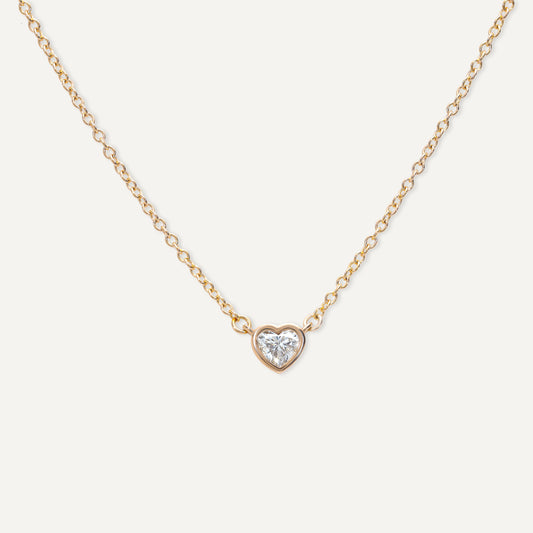 Diamond Glimmer Heart Pendant Necklace (14K Solid Gold)