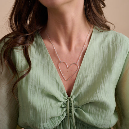 Large Peaceful Heart Necklace (Sterling Silver)