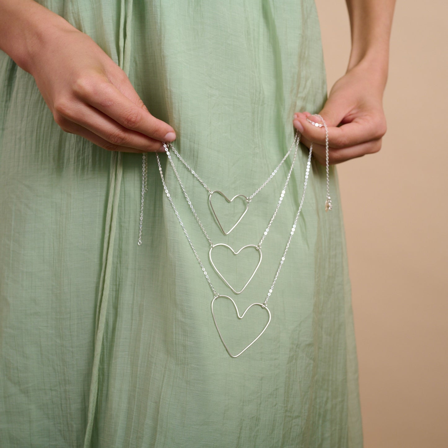 Large Peaceful Heart Necklace (Sterling Silver)