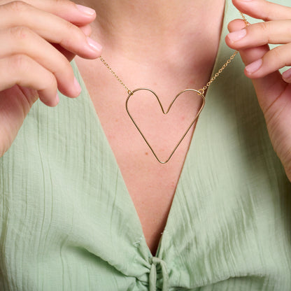 Large Peaceful Heart Necklace (Sterling Silver)
