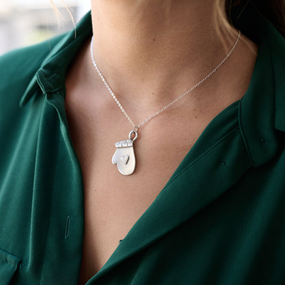 Warm Mitten Necklace (Pewter)