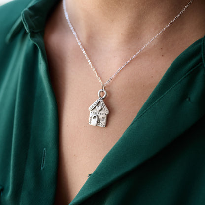 Gingerbread House Necklace (Pewter)