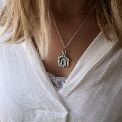 A Savior is Born Nativity Necklace (Pewter)