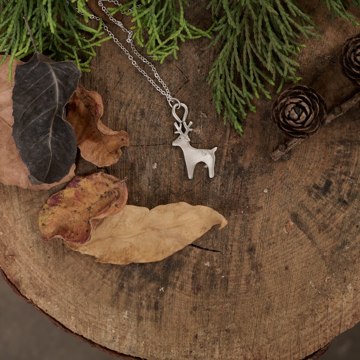 Winter Reindeer Necklace (Pewter)