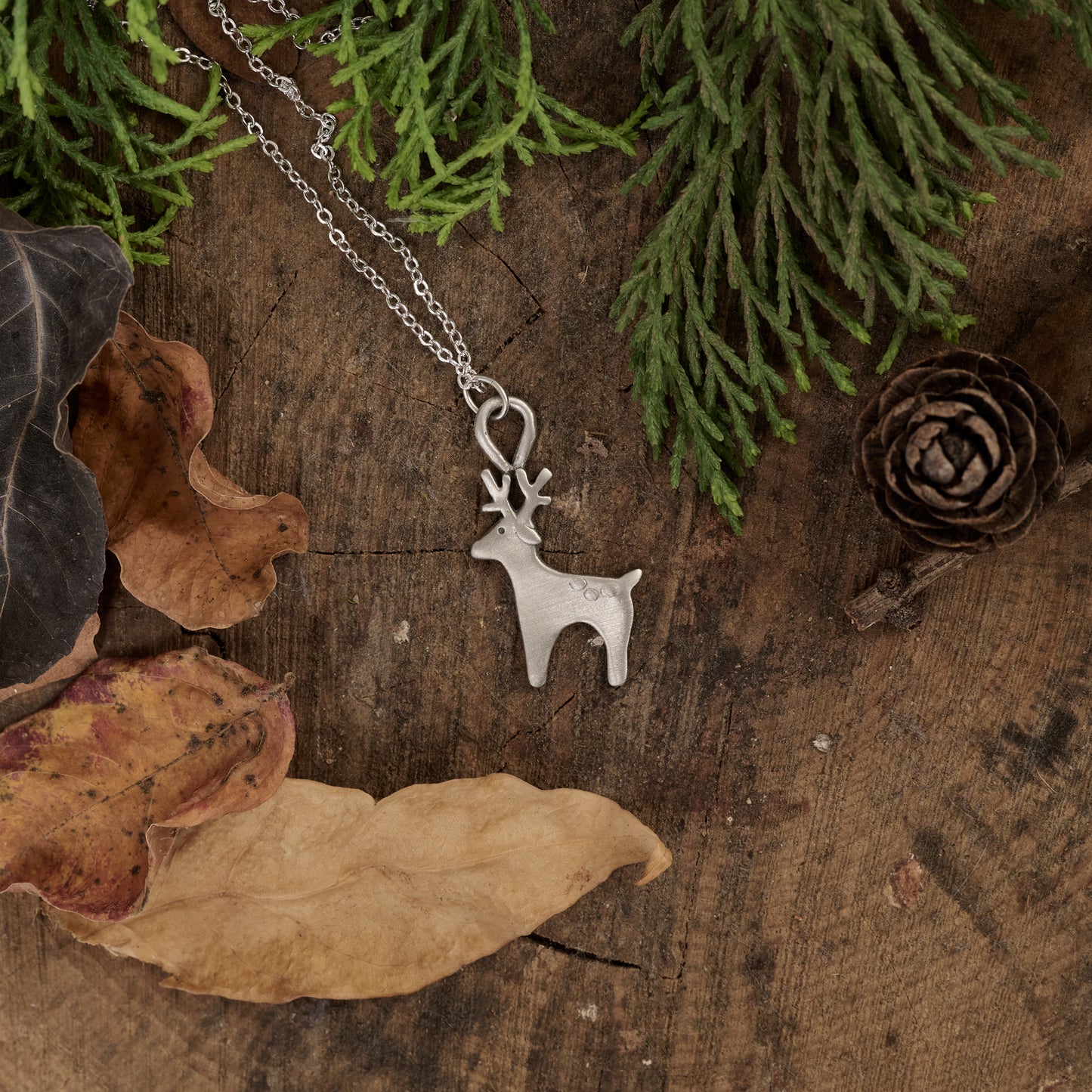 Winter Reindeer Necklace (Pewter)