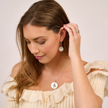 Floral Button Earrings (Sterling Silver)