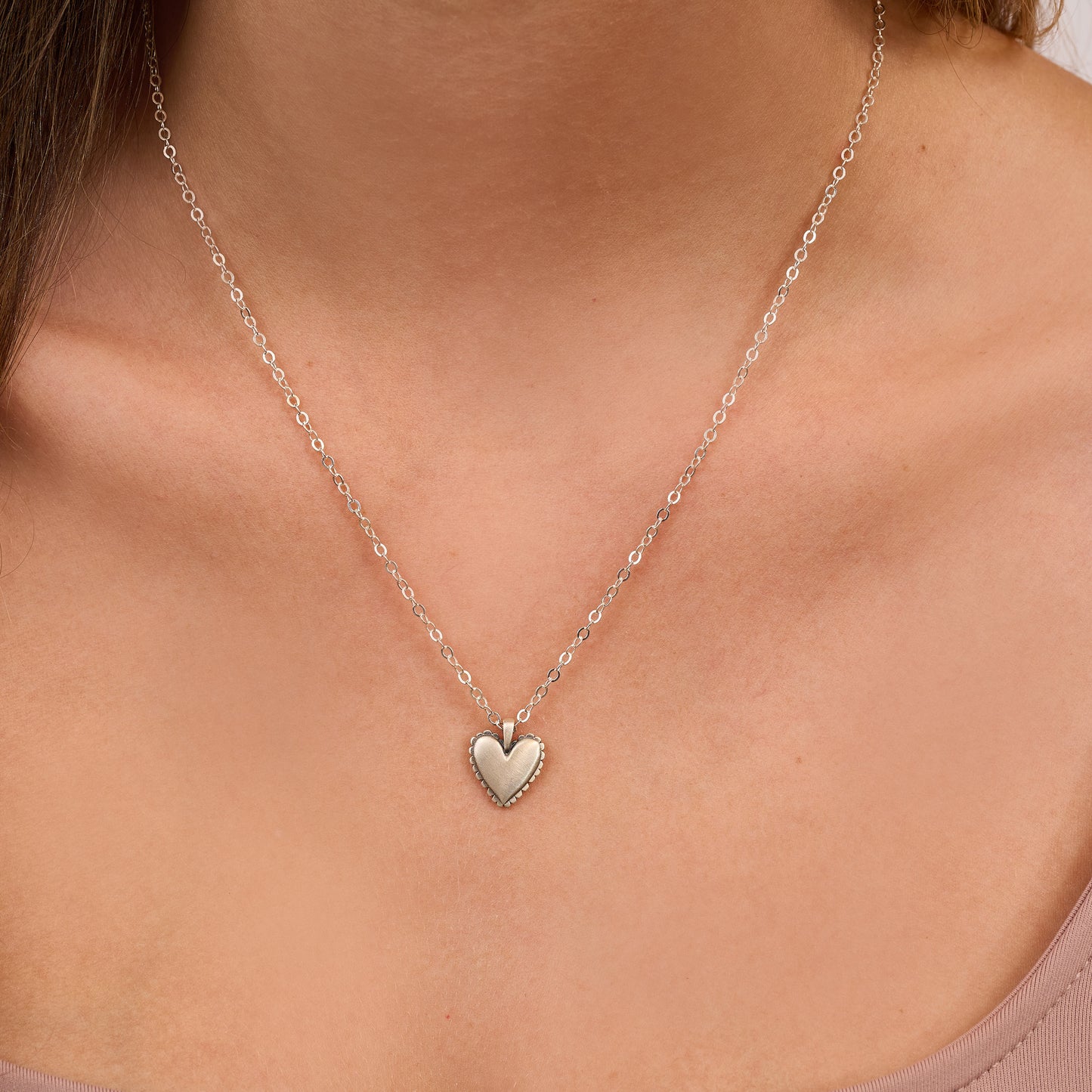 Scalloped Heart Necklace (Sterling Silver)