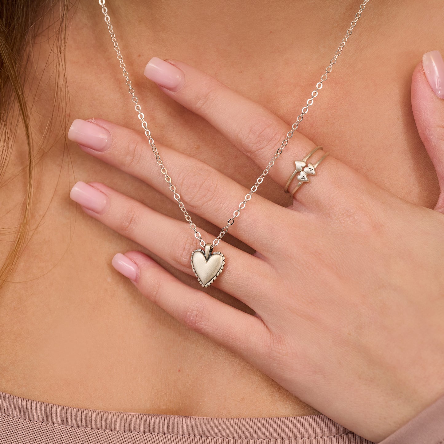 Scalloped Heart Necklace (Sterling Silver)