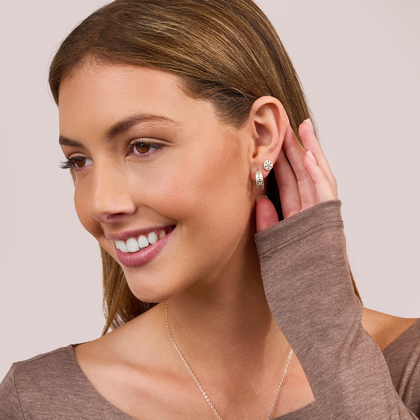 Spark Of Nature Classic Hoop Earrings (Sterling Silver)