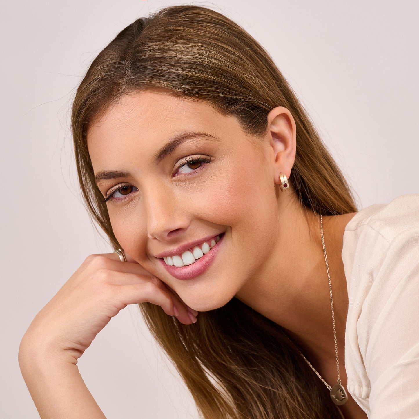 Pinstripe Classic Hoop Earrings (Sterling Silver)