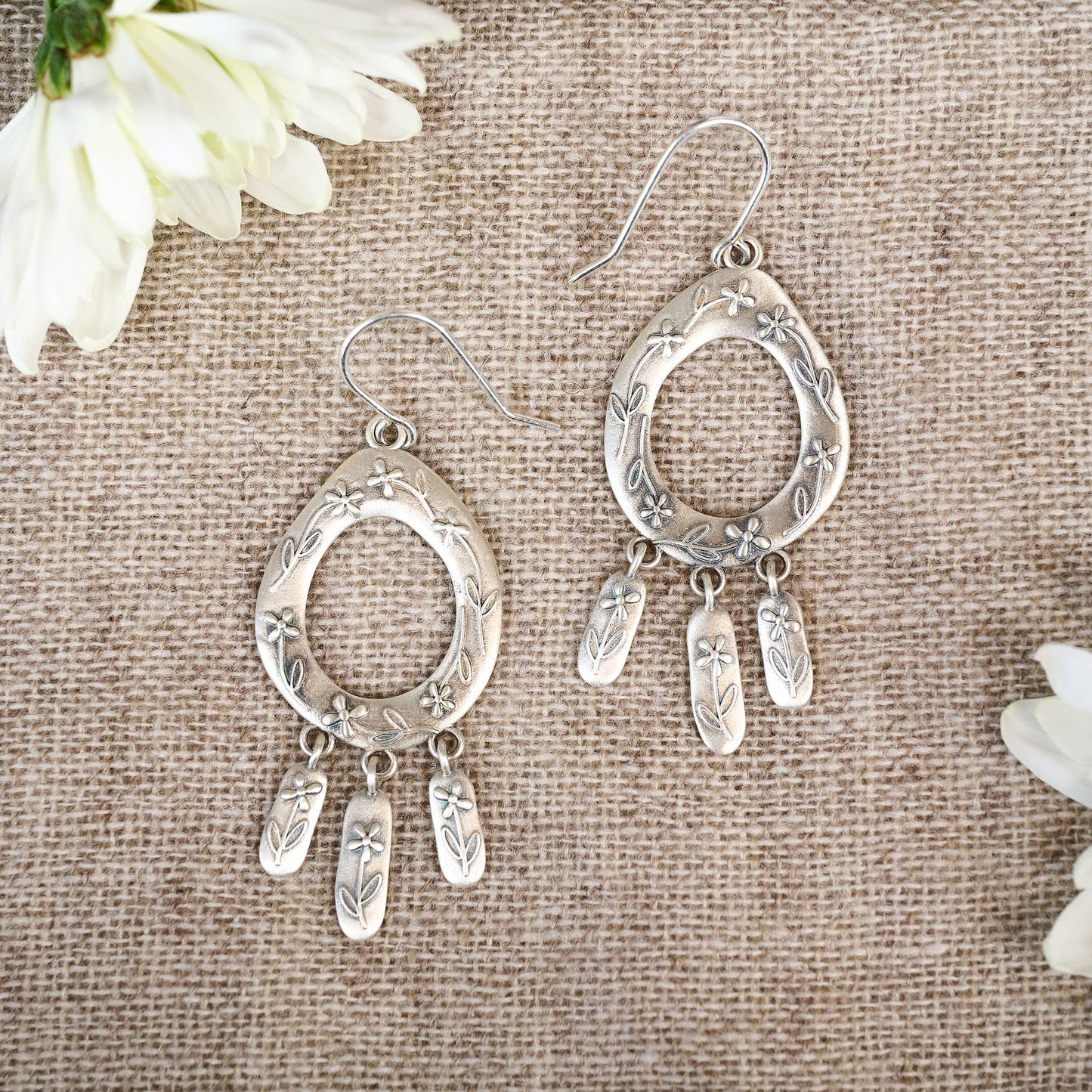 Boho Botanical Earrings (Sterling Silver)