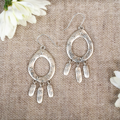 Boho Botanical Earrings (Sterling Silver)
