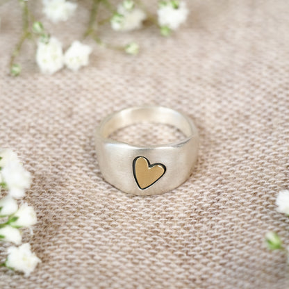 Here's My Heart Mixed Metal Ring (Sterling Silver)