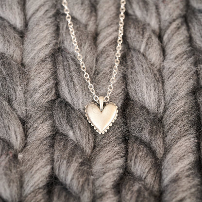 Scalloped Heart Necklace (Sterling Silver)