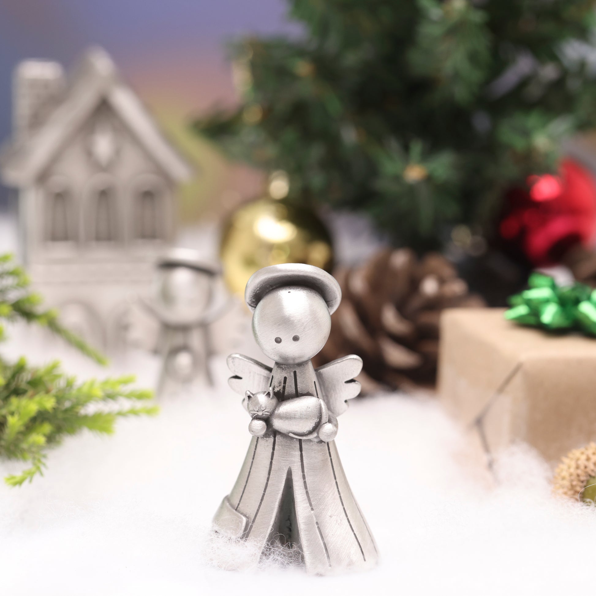 Safely Held Angel With Cat (Pewter) - Lisa Leonard Designs