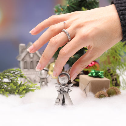 Safely Held Angel With Dog (Pewter)