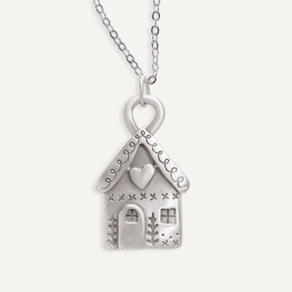 Gingerbread House Necklace (Pewter)