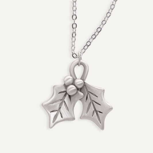 Boughs Of Holly Necklace (Pewter)
