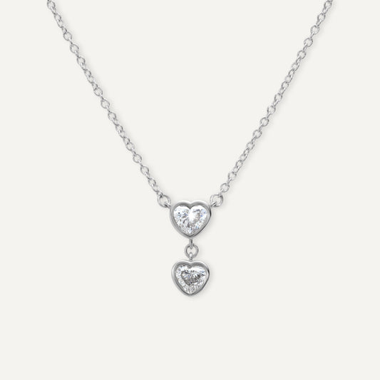 Diamond Glimmer Heart Necklace (Sterling Silver)