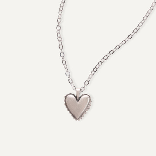 Scalloped Heart Necklace (Sterling Silver)