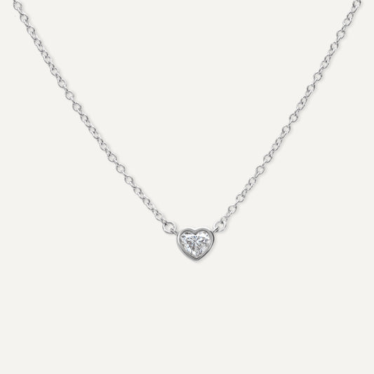 Diamond Glimmer Heart Pendant Necklace (Sterling Silver)