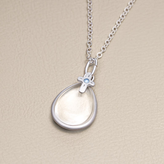 Clear and Bright Birthstone Cross Necklace (Sterling Silver)