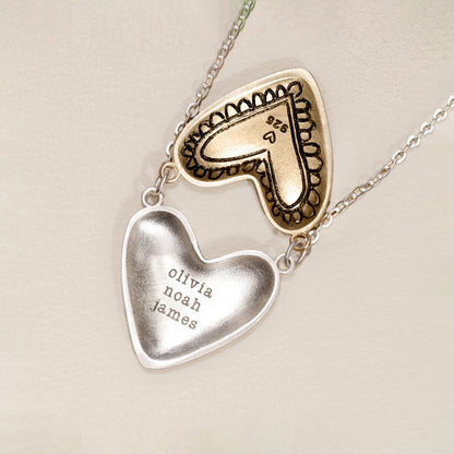 Inside My Heart Hidden Message Necklace-scalloped (Sterling Silver & Gold Plated)