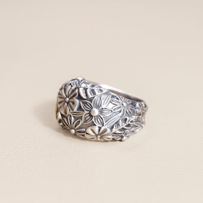 Vintage Florals Statement Ring  (Sterling Silver)