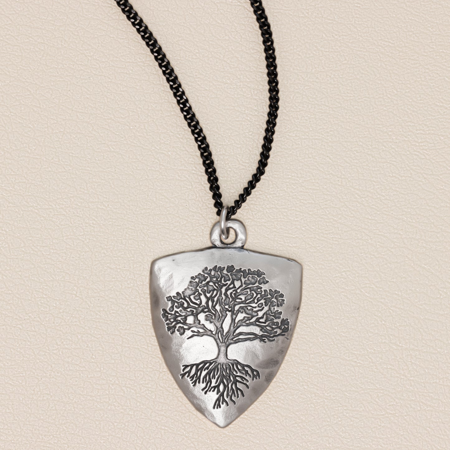 Family Tree Shield Necklace (Antiqued Sterling Silver)