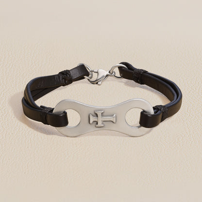 Linked Together Cross Bracelet (Black)