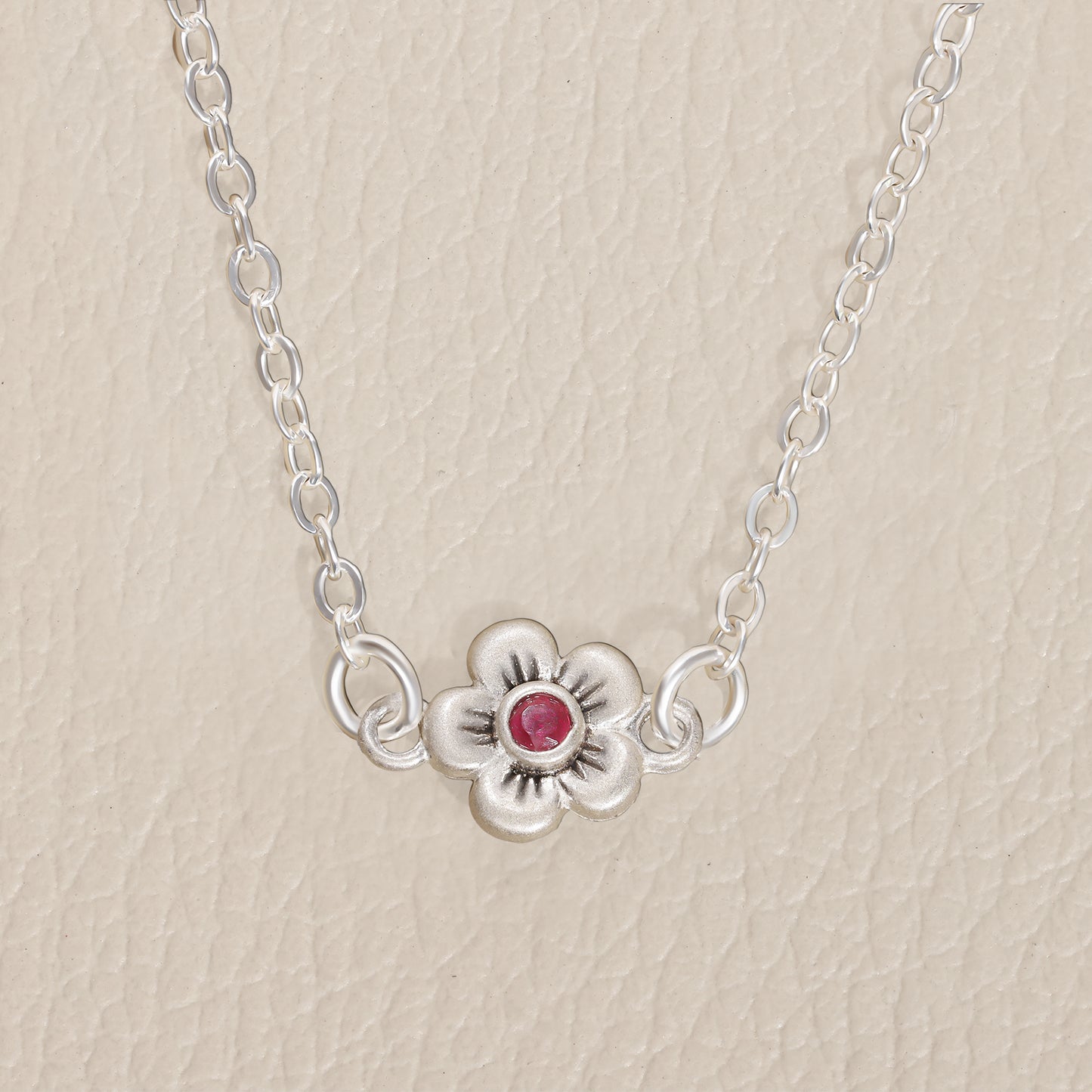 Birthstone Bloom Necklace Medium (Sterling Silver)