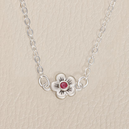 Birthstone Bloom Necklace Medium (Sterling Silver)