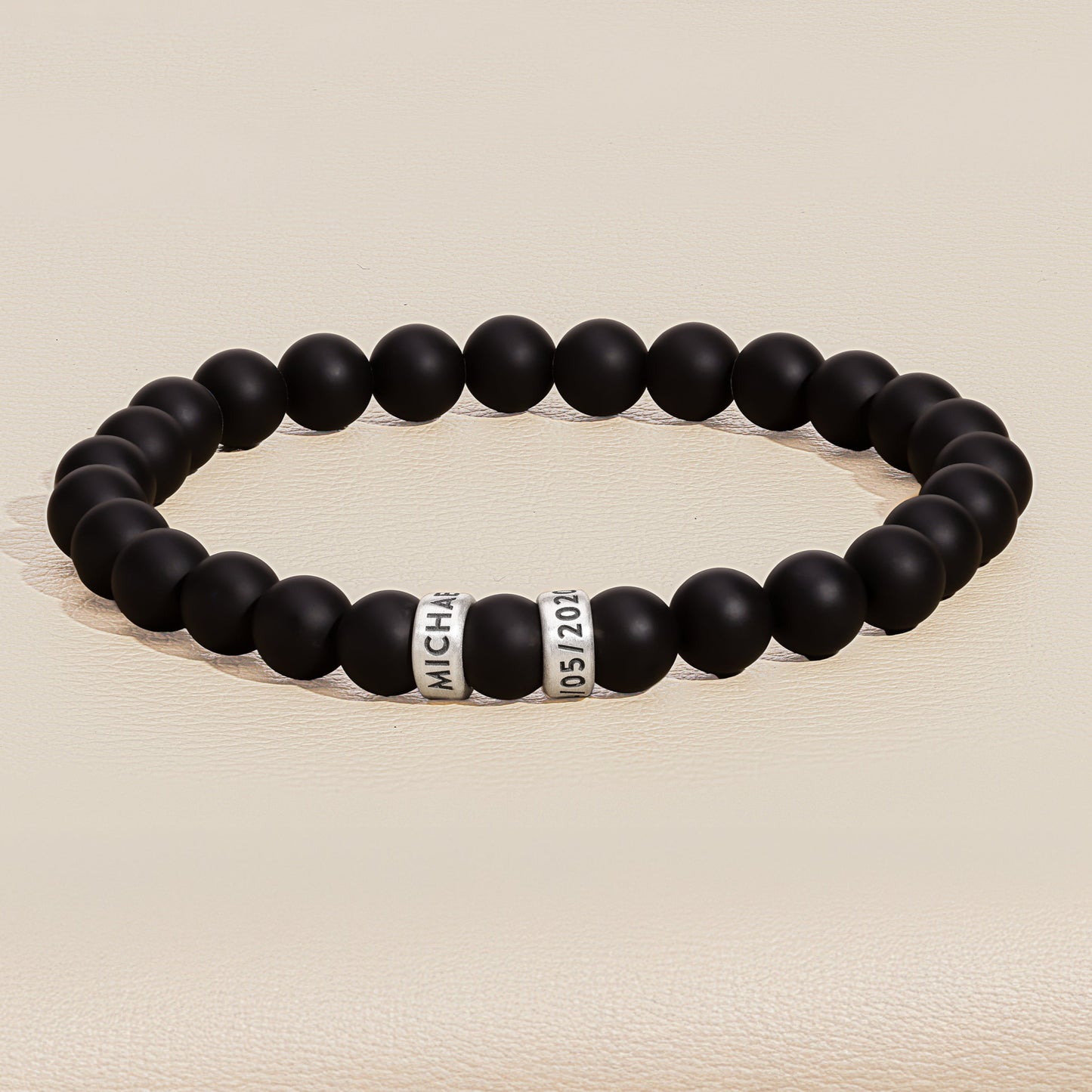 Onyx Beaded Name Bracelet
