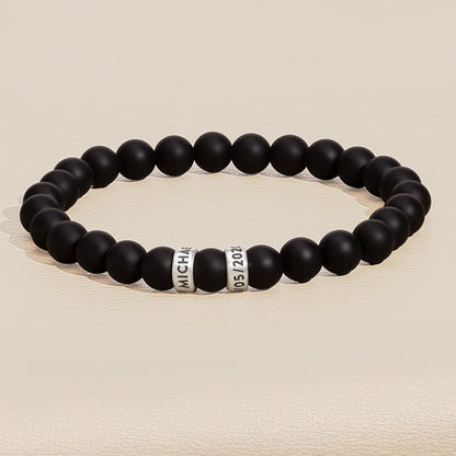 Onyx Beaded Name Bracelet