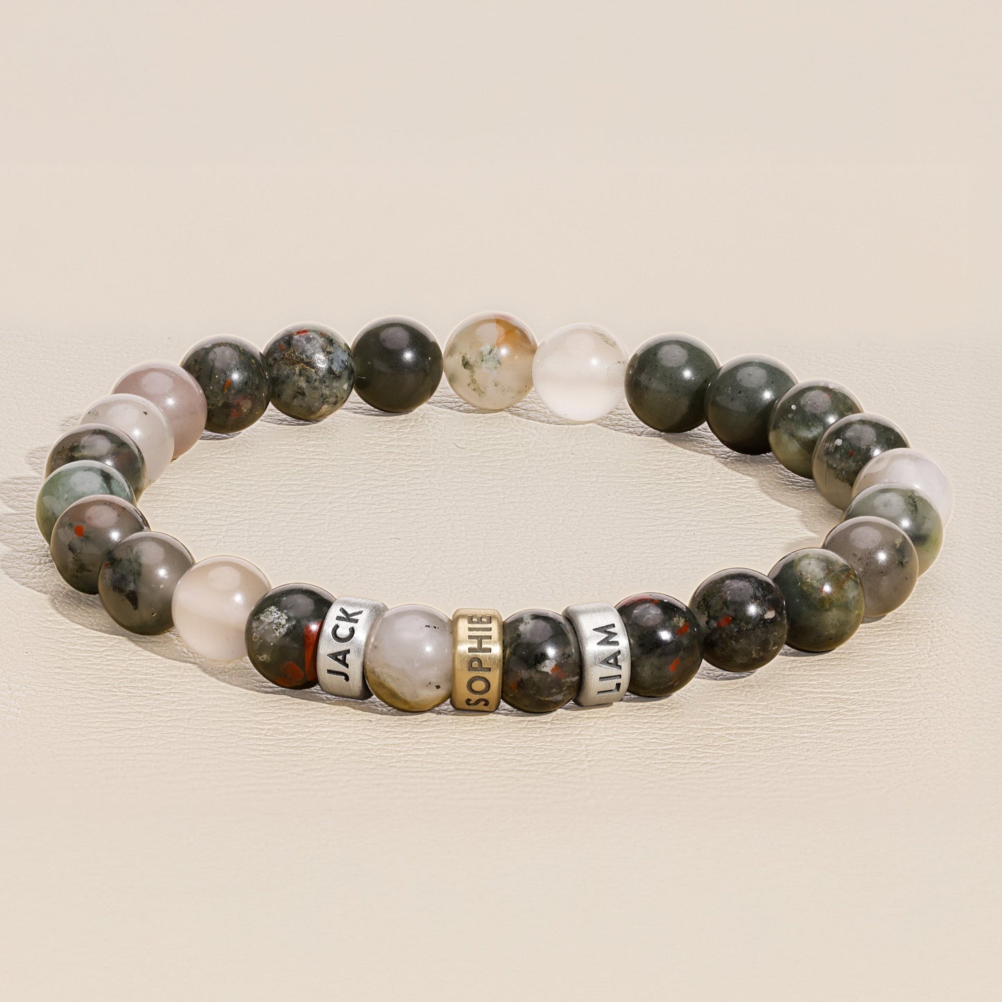 Blood Stone Beaded Name Bracelet