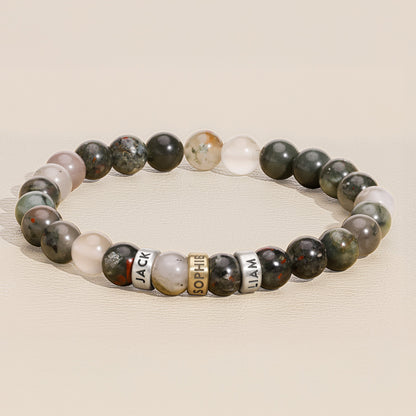 Blood Stone Beaded Name Bracelet